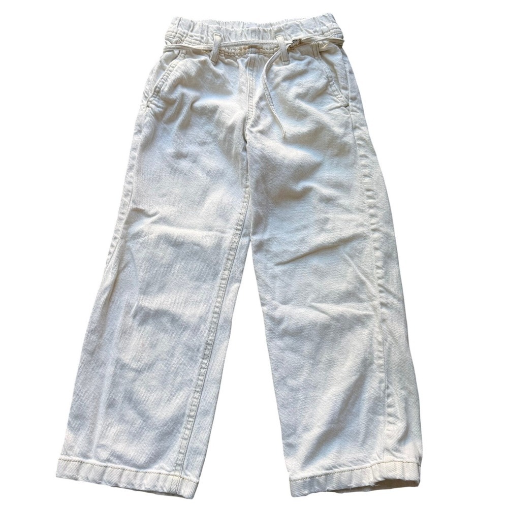 Zara Pants Off White Elastic Waist Drawstring Kids Size 7